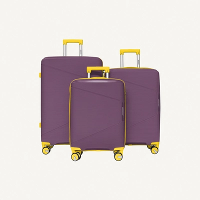 British Tourister 3 Piece Polypropylene Hard side Luggage Set with TSA Lock | Lightweight Spinner Suitcases with 360° Wheels | Durable Trolley Bags for Secure Travel (Small, Medium, Large) – Purple-0
