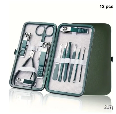 ORiTi 12 PCS Nail Clippers Manicure Tool Set, With Portable Travel Case, Cuticle Nippers -0