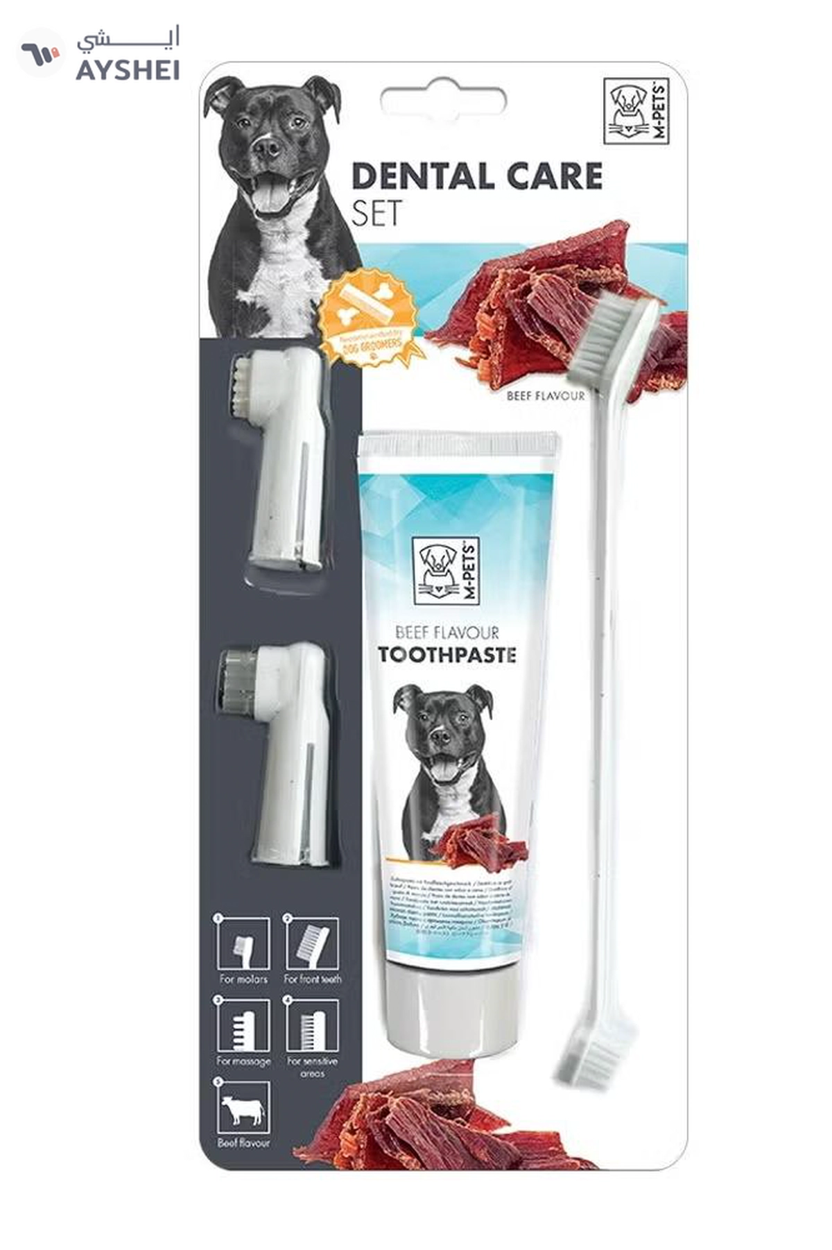 mpets Dental Care Set Beef flavor Toothpaste Kit