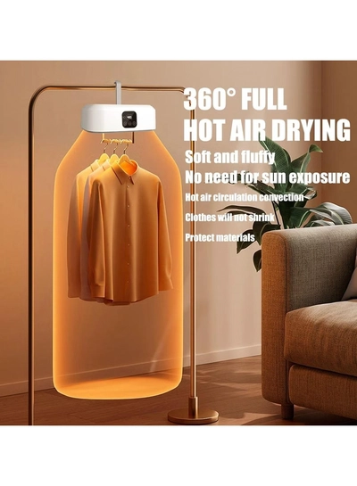DubaiGallery Portable Clothes Dryer with Dryer Bag, Mini Dryer, Electric Heated Indoor Clothes Dryer, Compact Foldable Mini Electric Laundry Dryer Machine, for Light Clothes, Apartments, Rvs, Travel white-0