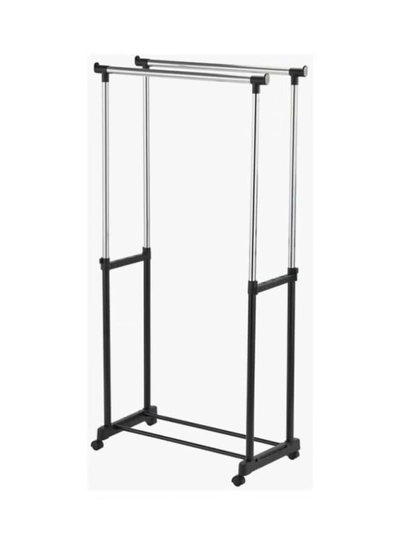 DOUBLE POLE Stainless Steel Garment Organizer Silver/Black-0