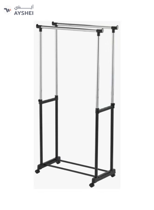 DOUBLE POLE Stainless Steel Garment Organizer Silver/Black