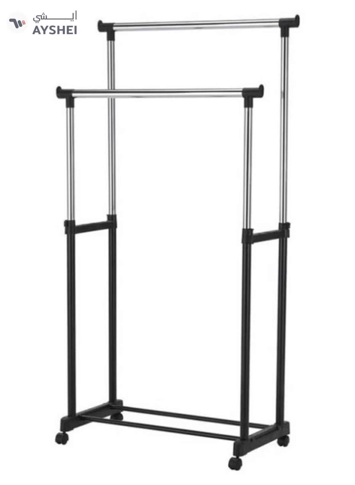 DOUBLE POLE Stainless Steel Garment Organizer Silver/Black-1-1