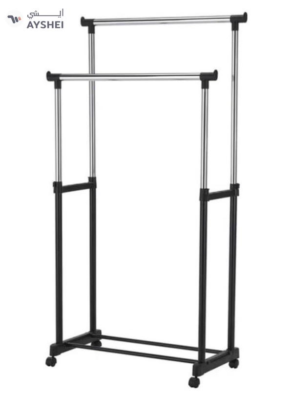 DOUBLE POLE Stainless Steel Garment Organizer Silver/Black