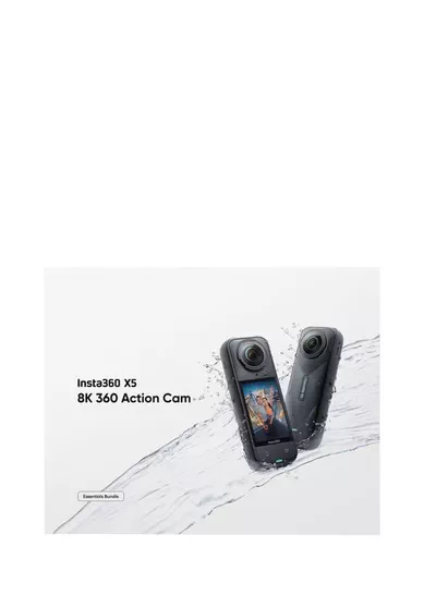 Insta360 X5 Essentials Bundle | X5 Camera + Extra Battery + 114cm Invisible Sefie Stick + Lens Cap + Carry Case, 15m Waterproof 8K 360 Action Camera, Low Light Capture, Wind Guard - Black-1