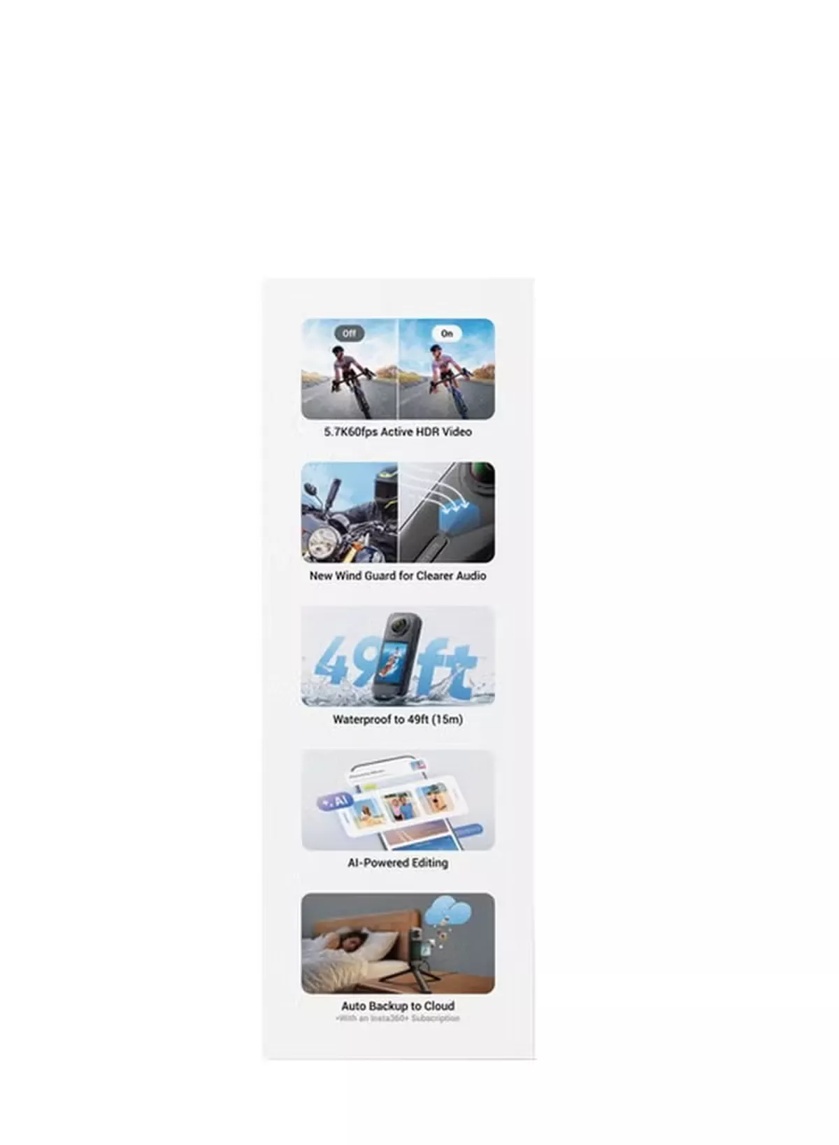 Insta360 X5 Essentials Bundle | X5 Camera + Extra Battery + 114cm Invisible Sefie Stick + Lens Cap + Carry Case, 15m Waterproof 8K 360 Action Camera, Low Light Capture, Wind Guard - Black-2-2