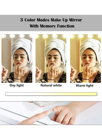 Hihonor Vanity/Makeup Mirror with Lights,10X Magnification，with 14 Dimmable LED Bulbs,3 Color Modes,Touch Control for Bedroom,Tabletop or Wall-Mounted-8