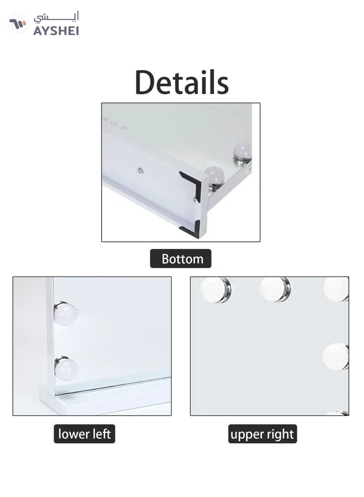 Hihonor Vanity/Makeup Mirror with Lights,10X Magnification，with 14 Dimmable LED Bulbs,3 Color Modes,Touch Control for Bedroom,Tabletop or Wall-Mounted-4-4
