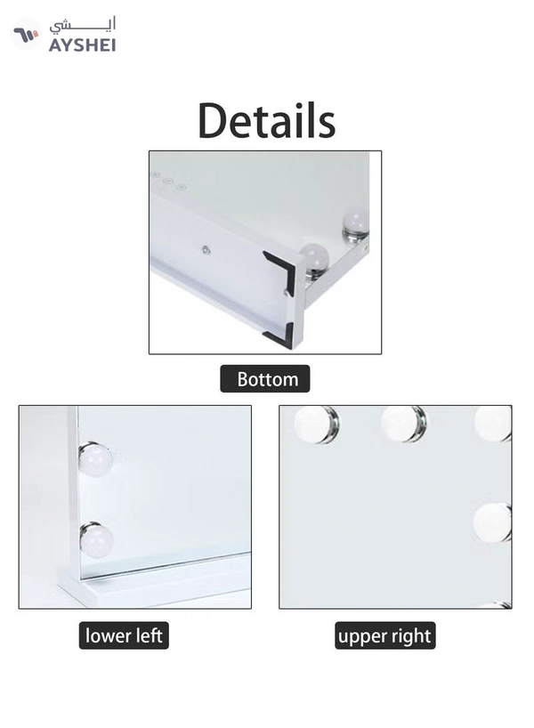 Hihonor Vanity/Makeup Mirror with Lights,10X Magnification，with 14 Dimmable LED Bulbs,3 Color Modes,Touch Control for Bedroom,Tabletop or Wall-Mounted