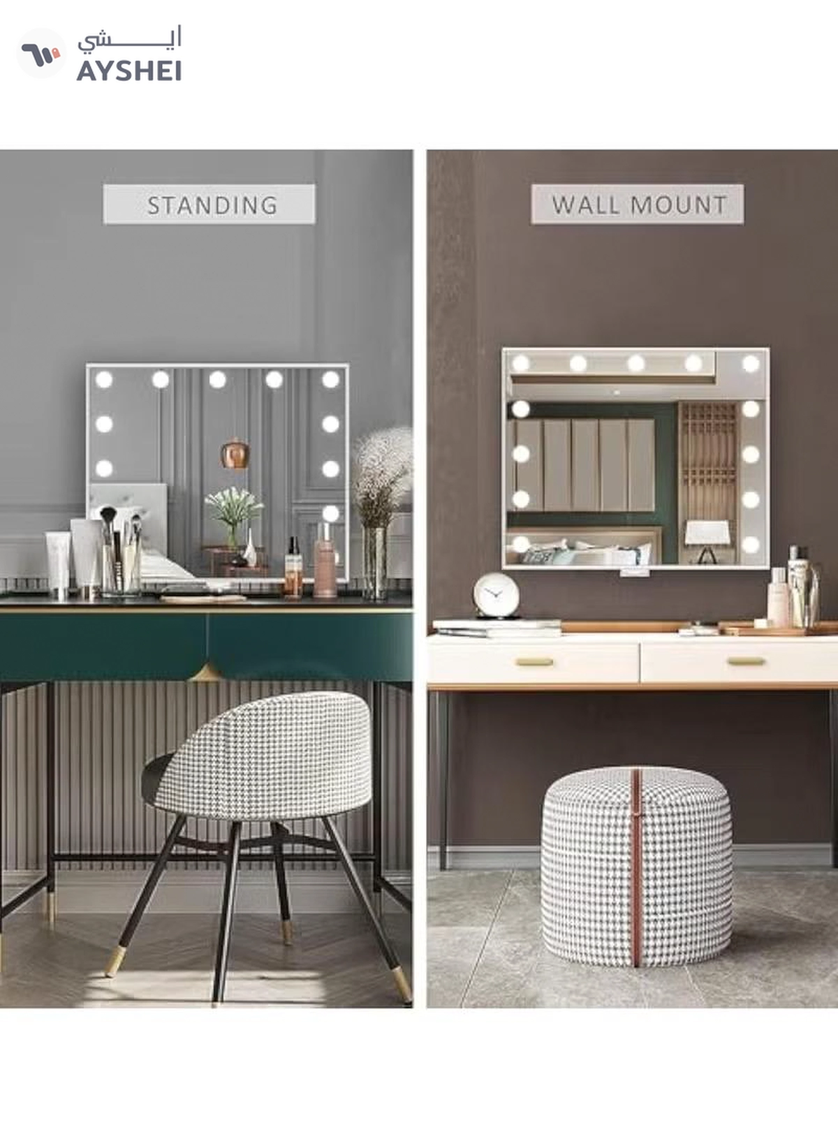Hihonor Vanity/Makeup Mirror with Lights,10X Magnification，with 14 Dimmable LED Bulbs,3 Color Modes,Touch Control for Bedroom,Tabletop or Wall-Mounted-5-5
