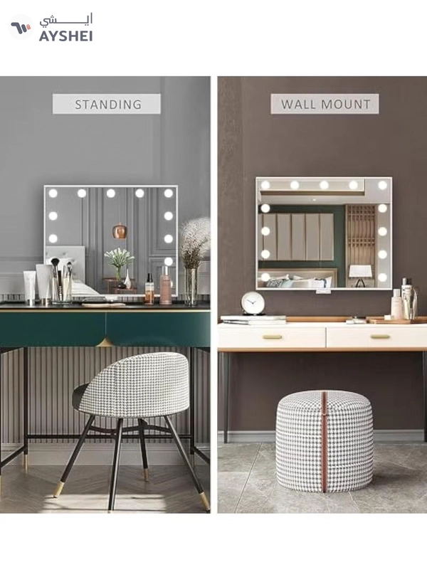 Hihonor Vanity/Makeup Mirror with Lights,10X Magnification，with 14 Dimmable LED Bulbs,3 Color Modes,Touch Control for Bedroom,Tabletop or Wall-Mounted