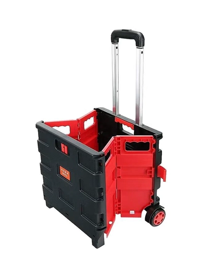 MARGOUN Folding Shopping Trolley Cart Black/Red-0