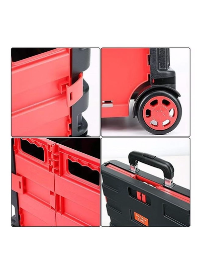 MARGOUN Folding Shopping Trolley Cart Black/Red-2