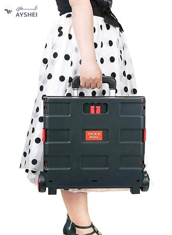 MARGOUN Folding Shopping Trolley Cart Black/Red
