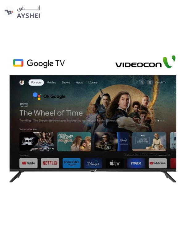 VIDEOCON 55-Inch 4K UHD Edgeless Official Google TV, Smart LED TV with Voice Remote, Dolby Audio, Bluetooth, Chromecast Built-In, DVB-T2/S2, Free Wall Mount – E55ELGT1100 Black