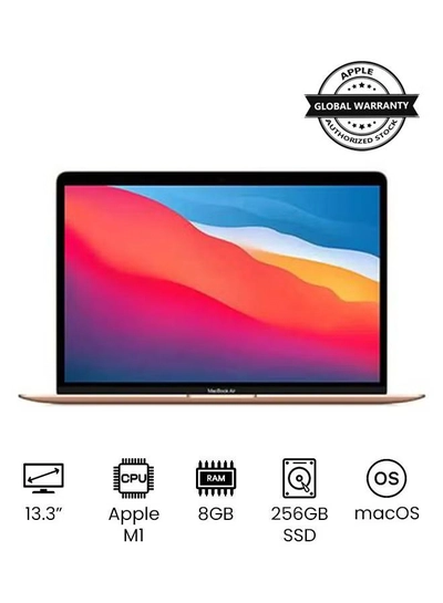 Apple MacBook Air MGND3 13-Inch Display, Apple M1 Chip With 8-Core Processor And 7-Core Graphics/8GB Unified Memory/256GB SSD/English Keyboard(International version) English Gold-0