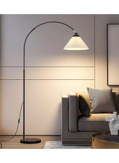 DubaiGallery Pleated Floor Lamp Nordic Creative Retro Luxury Lamp for Living Room, Study, and Bedroom with 12W Remote Control and Bulb-0