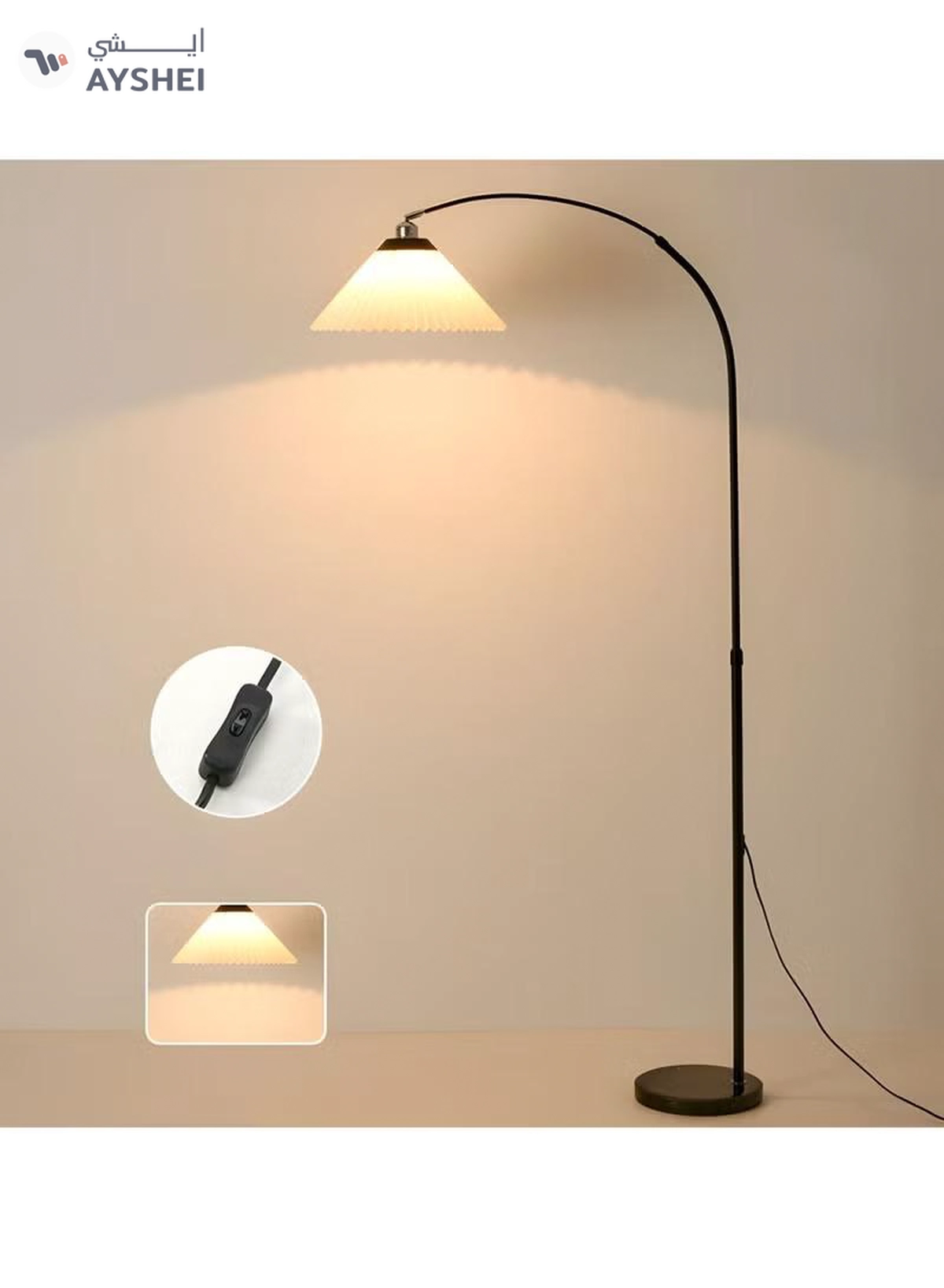 DubaiGallery Pleated Floor Lamp Nordic Creative Retro Luxury Lamp for Living Room, Study, and Bedroom with 12W Remote Control and Bulb-2-2