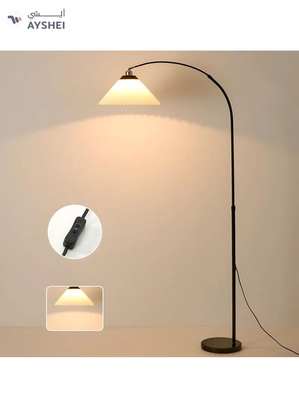DubaiGallery Pleated Floor Lamp Nordic Creative Retro Luxury Lamp for Living Room, Study, and Bedroom with 12W Remote Control and Bulb