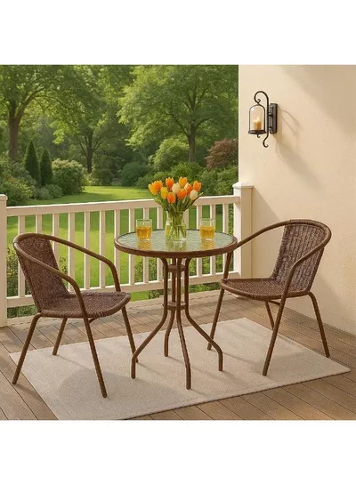 Garden Dining Set 3 Piece Outdoor Furniture Patio Dining Table and Chair Balcony Dinner Table Dinner Chair  Anthracite-0