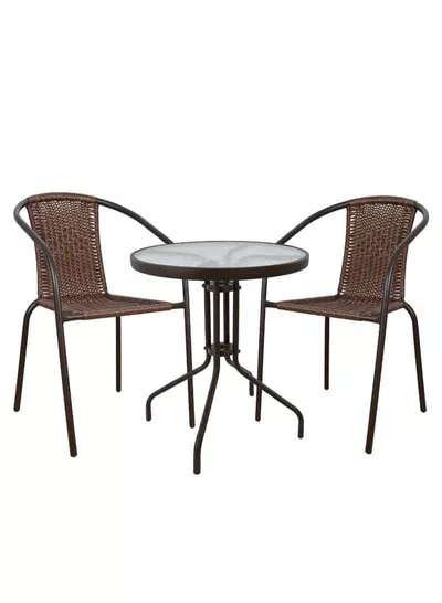 Garden Dining Set 3 Piece Outdoor Furniture Patio Dining Table and Chair Balcony Dinner Table Dinner Chair  Anthracite-1