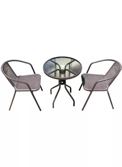 Garden Dining Set 3 Piece Outdoor Furniture Patio Dining Table and Chair Balcony Dinner Table Dinner Chair  Anthracite-2