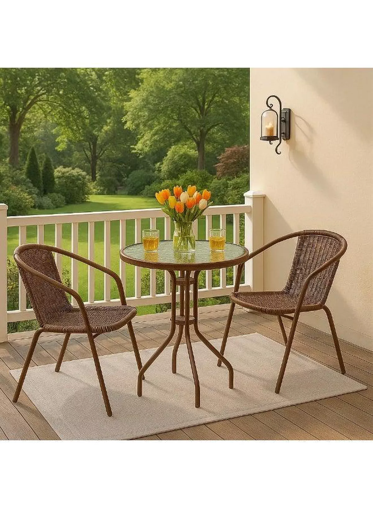 Garden Dining Set 3 Piece Outdoor Furniture Patio Dining Table and Chair Balcony Dinner Table Dinner Chair  Anthracite