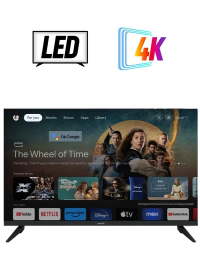 VIDEOCON 75" Edgeless 4K UHD Official Google TV With Hey Google Voice Remote, Bluetooth, Dolby Audio And Free Wall Bracket- 2024 New Model E75ELGT1100 Black-0