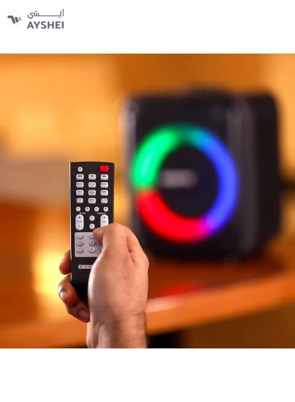 GEEPAS Portable And Rechargeable Party Speaker- GMS11161| Bluetooth, TWS Function and FM Radio| Lightweight and Portable Design, With Color Control LED Light |Multiple Mode Selections and Menu Function| Black, 2 Years Warranty