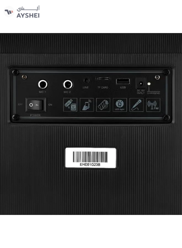 GEEPAS Portable And Rechargeable Party Speaker- GMS11161| Bluetooth, TWS Function and FM Radio| Lightweight and Portable Design, With Color Control LED Light |Multiple Mode Selections and Menu Function| Black, 2 Years Warranty