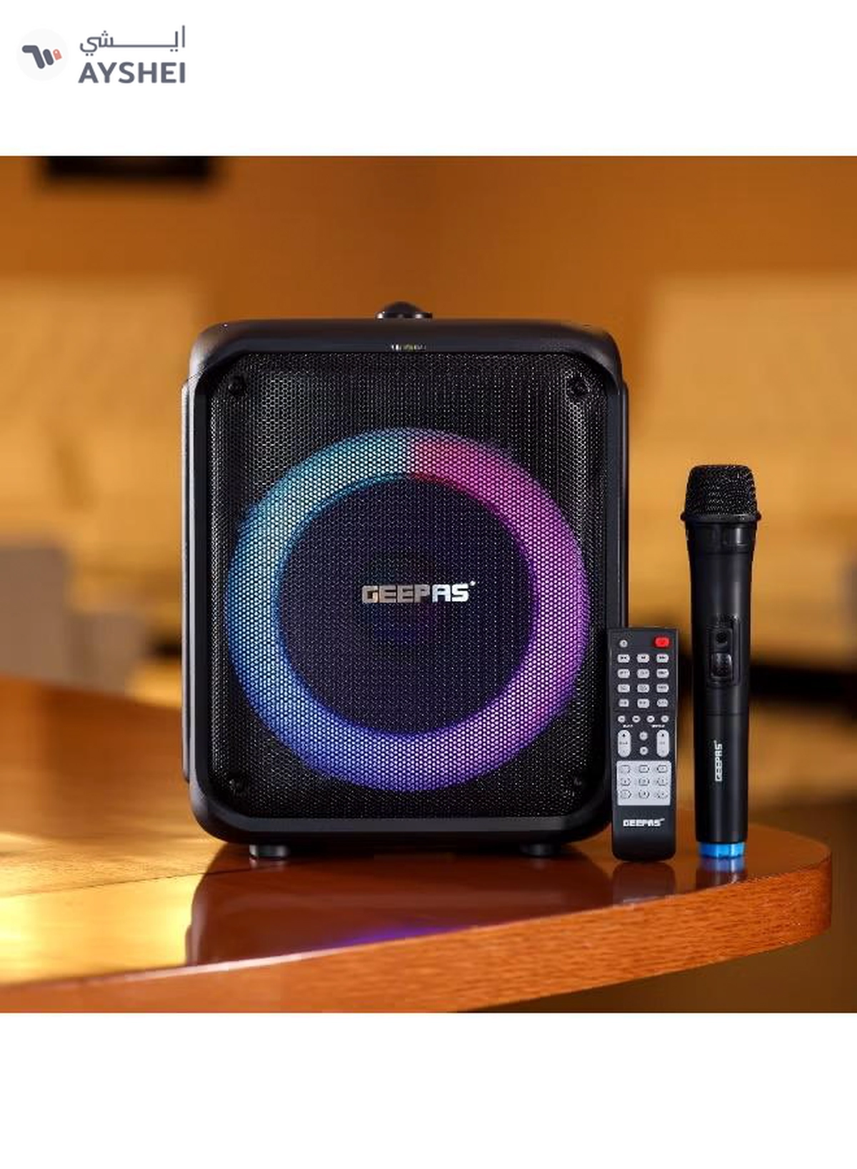 GEEPAS Portable And Rechargeable Party Speaker- GMS11161| Bluetooth, TWS Function and FM Radio| Lightweight and Portable Design, With Color Control LED Light |Multiple Mode Selections and Menu Function| Black, 2 Years Warranty-4-4