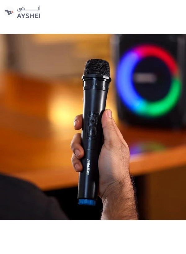 GEEPAS Portable And Rechargeable Party Speaker- GMS11161| Bluetooth, TWS Function and FM Radio| Lightweight and Portable Design, With Color Control LED Light |Multiple Mode Selections and Menu Function| Black, 2 Years Warranty
