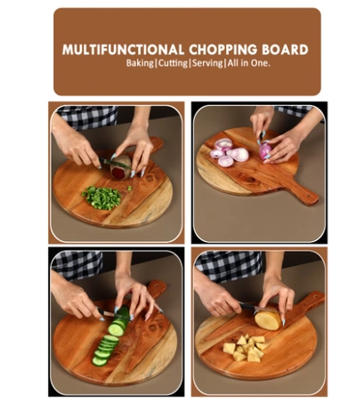 REZLAN UAE Round-Corner Acacia Wood Chopping Board -1