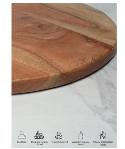 REZLAN UAE Round-Corner Acacia Wood Chopping Board -3