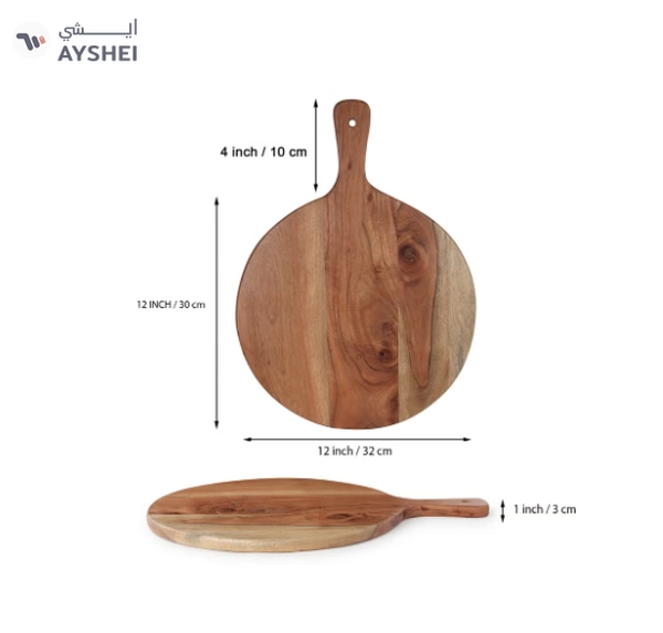 REZLAN UAE Round-Corner Acacia Wood Chopping Board 