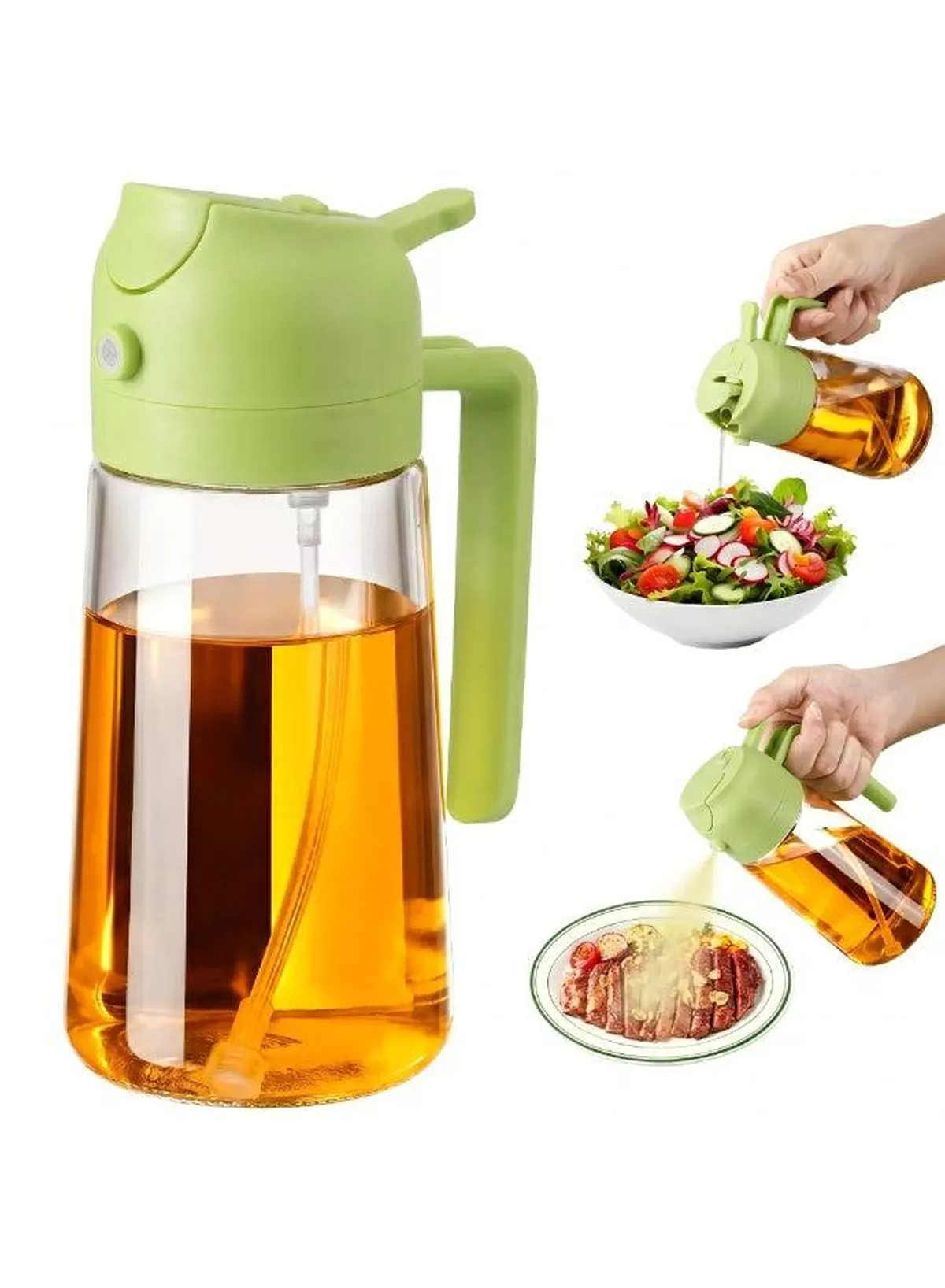 Large Capacity Glass Oil Dispenser with Convenient Pump Handle, Kitchen Cooking Oil Bottle for Accurate and Mess-Free Pouring, Refillable Container Suitable for Olive Oil, Vegetable Oil, Vinegar, Sauces and Dressings-1-1