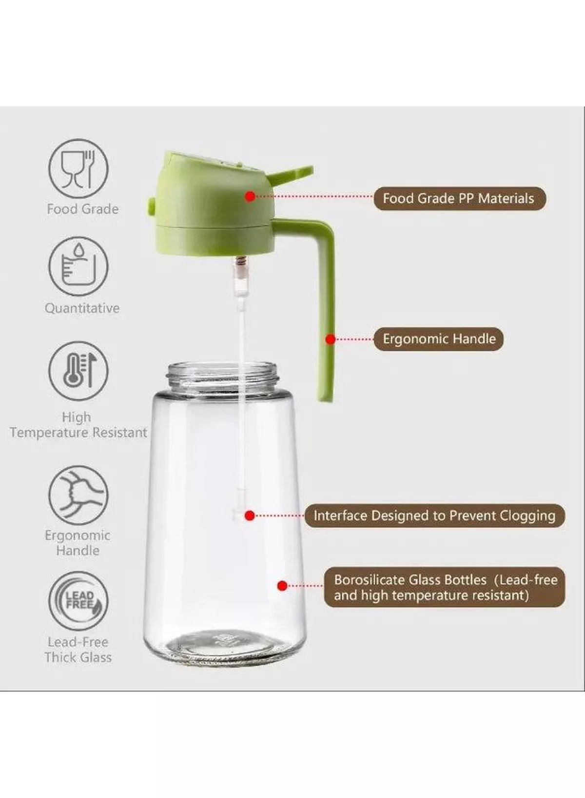 Large Capacity Glass Oil Dispenser with Convenient Pump Handle, Kitchen Cooking Oil Bottle for Accurate and Mess-Free Pouring, Refillable Container Suitable for Olive Oil, Vegetable Oil, Vinegar, Sauces and Dressings-2-2