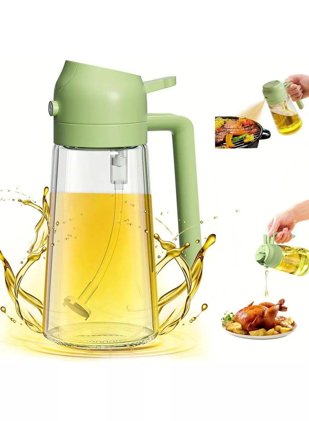 Large Capacity Glass Oil Dispenser with Convenient Pump Handle, Kitchen Cooking Oil Bottle for Accurate and Mess-Free Pouring, Refillable Container Suitable for Olive Oil, Vegetable Oil, Vinegar, Sauces and Dressings-6-6