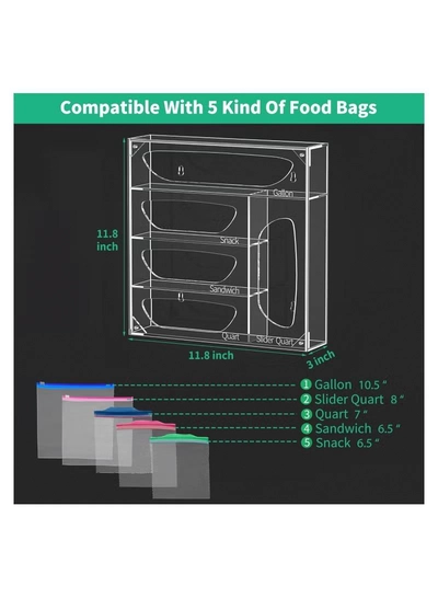 Eworld Clear Acrylic Food Bag Storage Organizer, Easy-Access Freezer Bag Dispenser-1