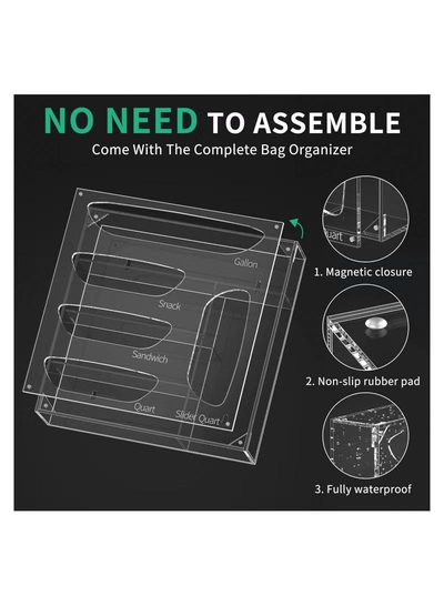 Eworld Clear Acrylic Food Bag Storage Organizer, Easy-Access Freezer Bag Dispenser-2