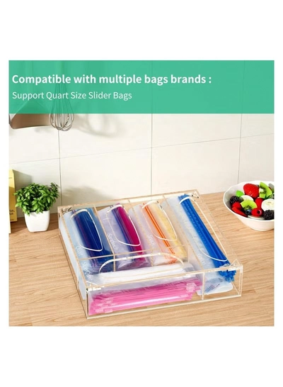 Eworld Clear Acrylic Food Bag Storage Organizer, Easy-Access Freezer Bag Dispenser-3