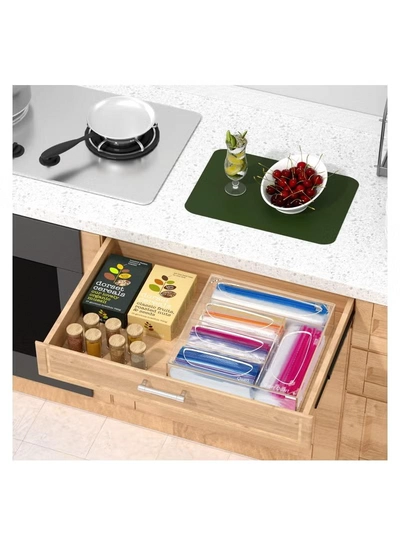 Eworld Clear Acrylic Food Bag Storage Organizer, Easy-Access Freezer Bag Dispenser-5