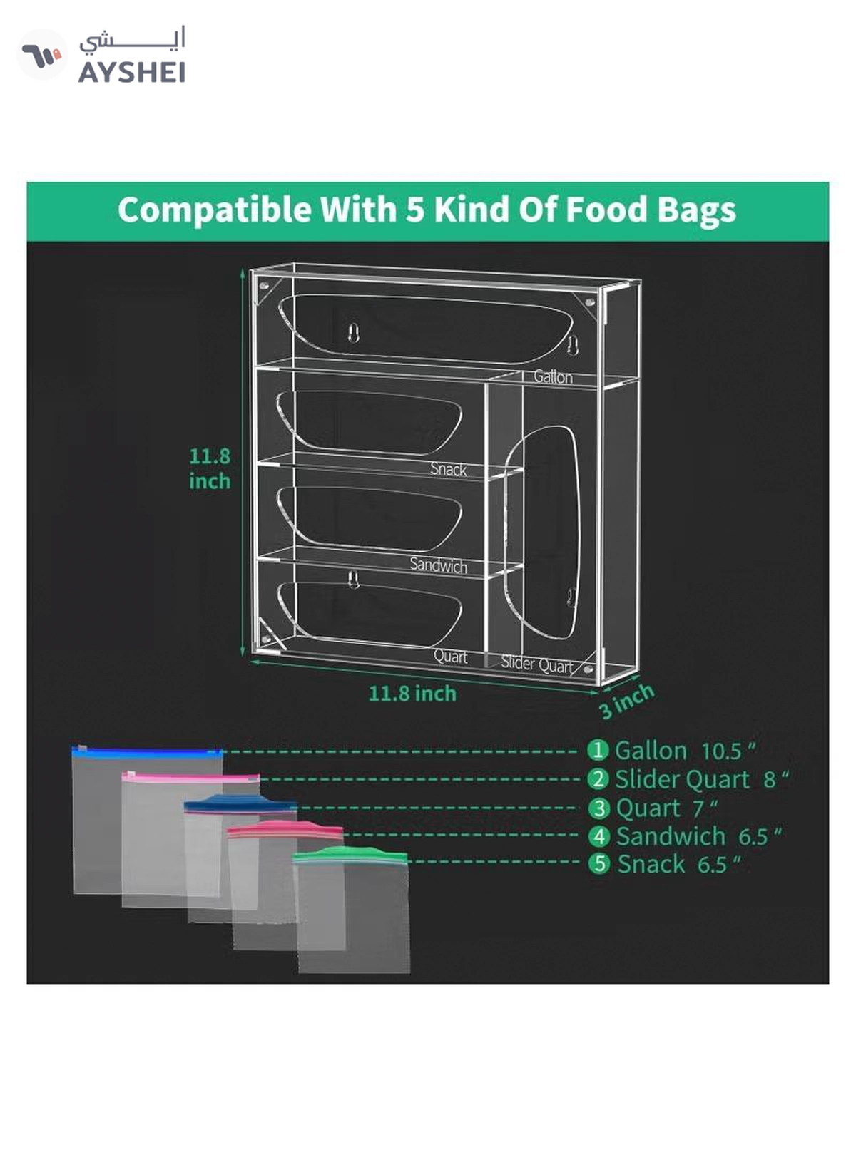 Eworld Clear Acrylic Food Bag Storage Organizer, Easy-Access Freezer Bag Dispenser-1-1