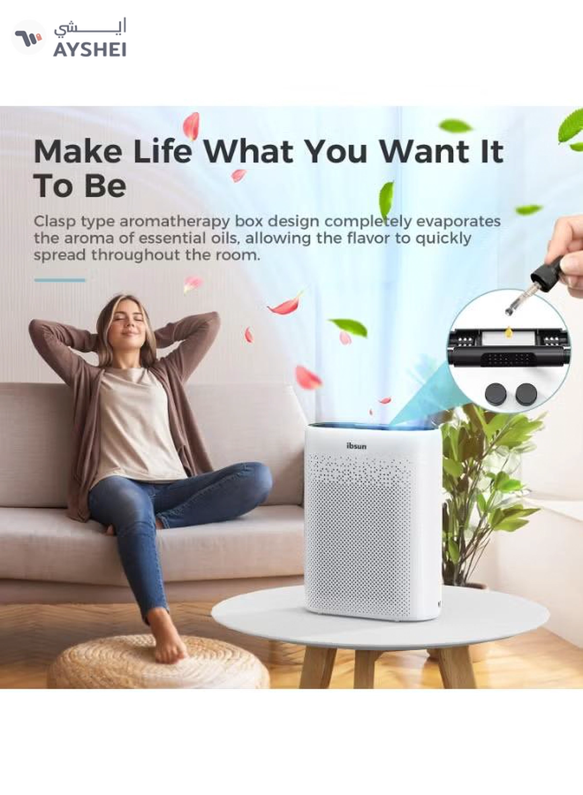 IBSUN Air Purifier Large Room Up to 60 ㎡ with Air Quality Sensors, H13 True HEPA Filter Remove 99.97% for Dust Pet Dander ZY2866-0-0