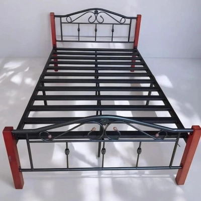 Wood & Steel Single Bed, 90x190-2