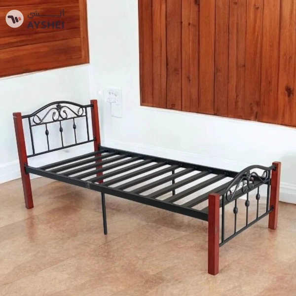 Wood & Steel Single Bed, 90x190