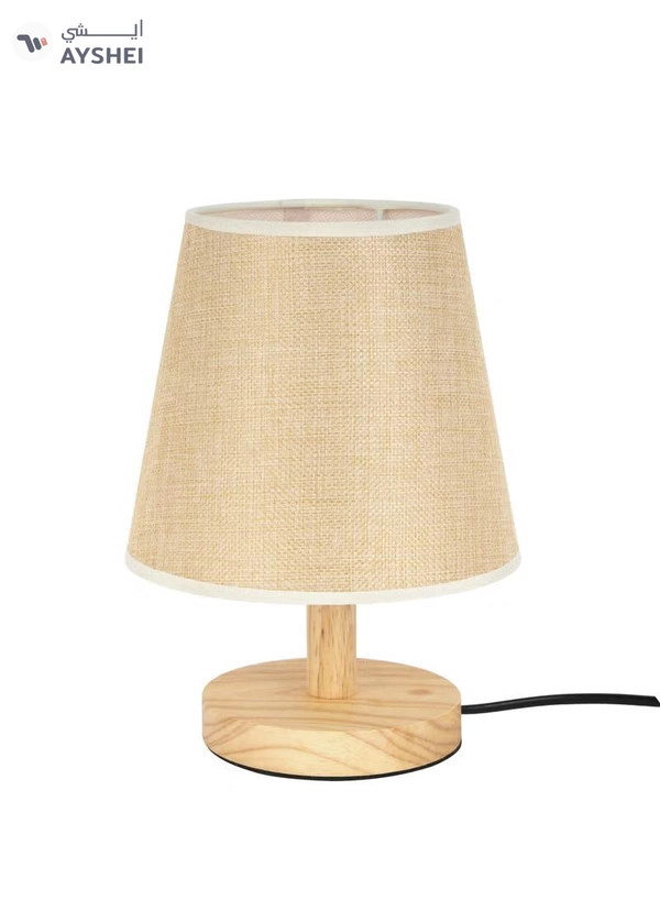 Epsilon Table Lamp- EPSTL190/ with Wooden Base, Lampshade, Perfect for Studying, Working