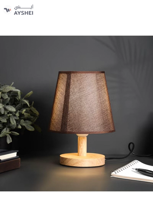 Epsilon Table Lamp- EPSTL190/ with Wooden Base, Lampshade, Perfect for Studying, Working