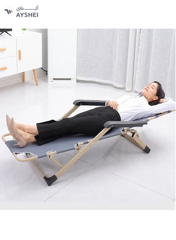 DubaiGallery Office Folding Nap Bed Portable Adjustable Chair Breathable Sleeping Bed Relax Chair 180 Degree Rotation