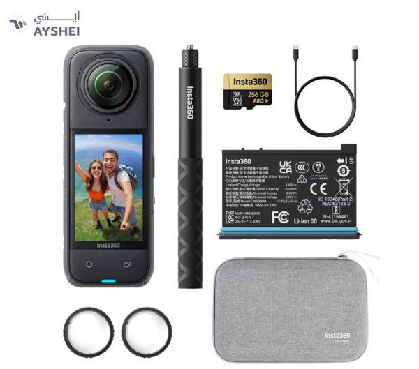 Insta360 X4 Adventure Bundle- 8K Waterproof 360 Action Camera, 4K Wide-Angle Video, 256GB Mcard